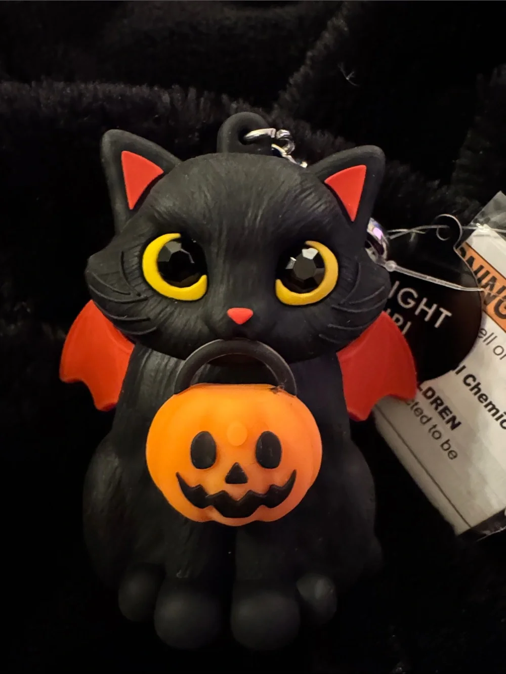 Bath & Body Works Black Pocketbac Cat Halloween LED Keychain Pumpkin Light